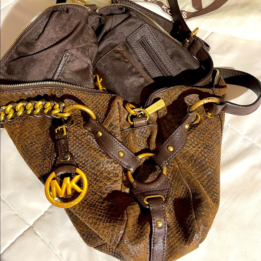 Michael Kors Tristan Brown Python Embossed Bag *E… - image 3